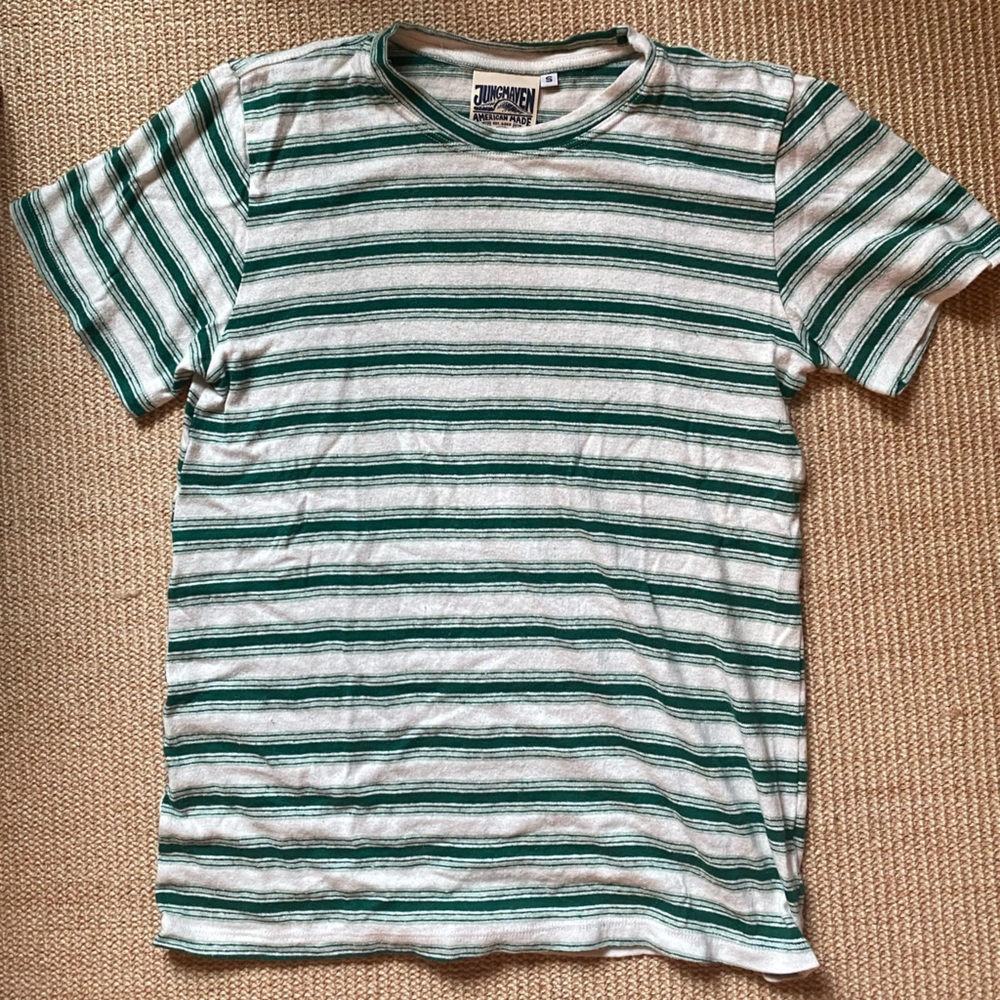 Jungmaven Green Striped Hemp Tee